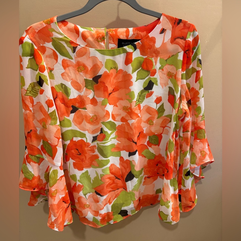 NWOT Black Label by Evan Picone Women’s Floral Blouse Size Medium
